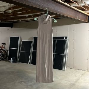 Forever 21 tan body con dress with cowl neck detail, comfy and stretchy